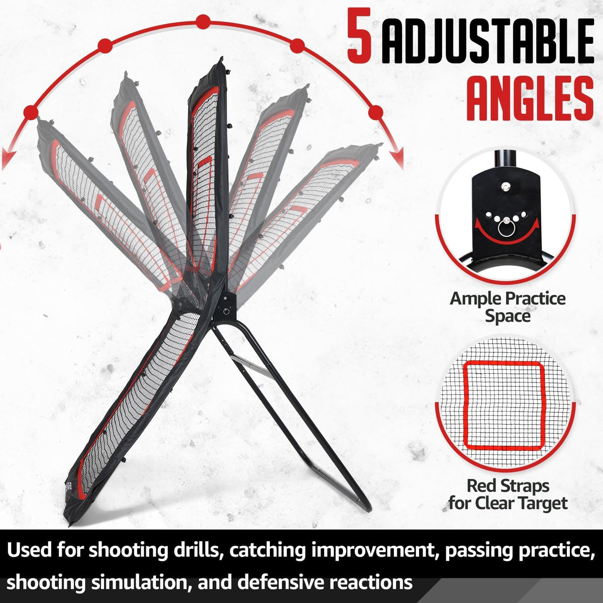 ZEALFEEL Lacrosse Rebounder with 5 Adjustable Angles, 4x6FT/4x7FT