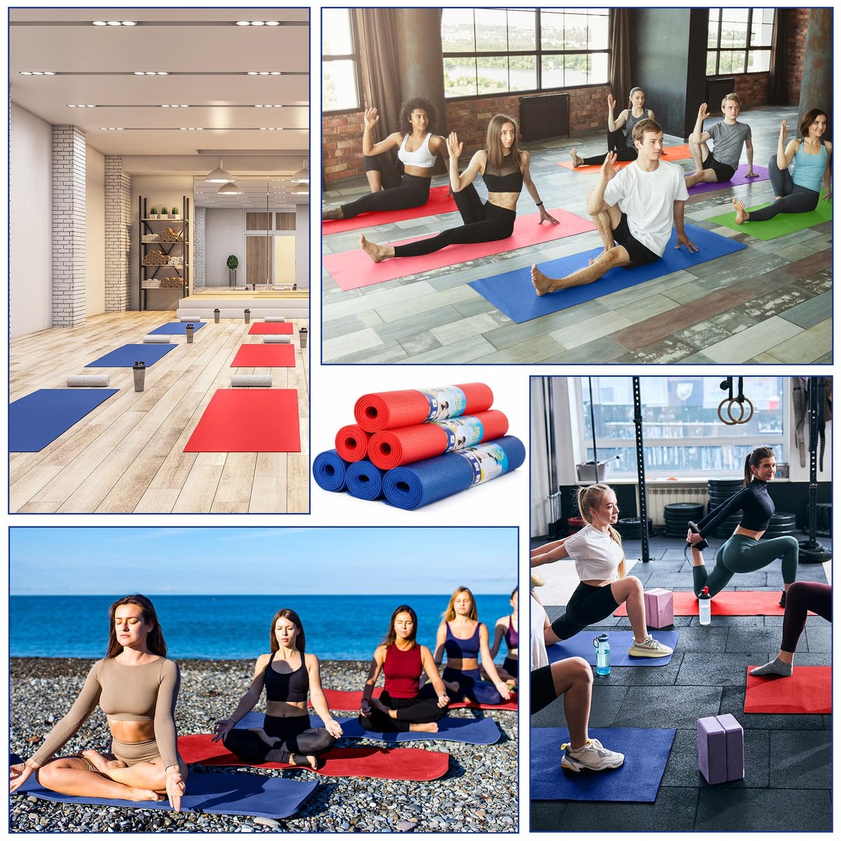 Amylove 12 Pieces Yoga Mats Bulk 68x24x0.12 Inch Exercise Non Slip Fitness Workout Mats for Women Men Home Workout Gym Yoga