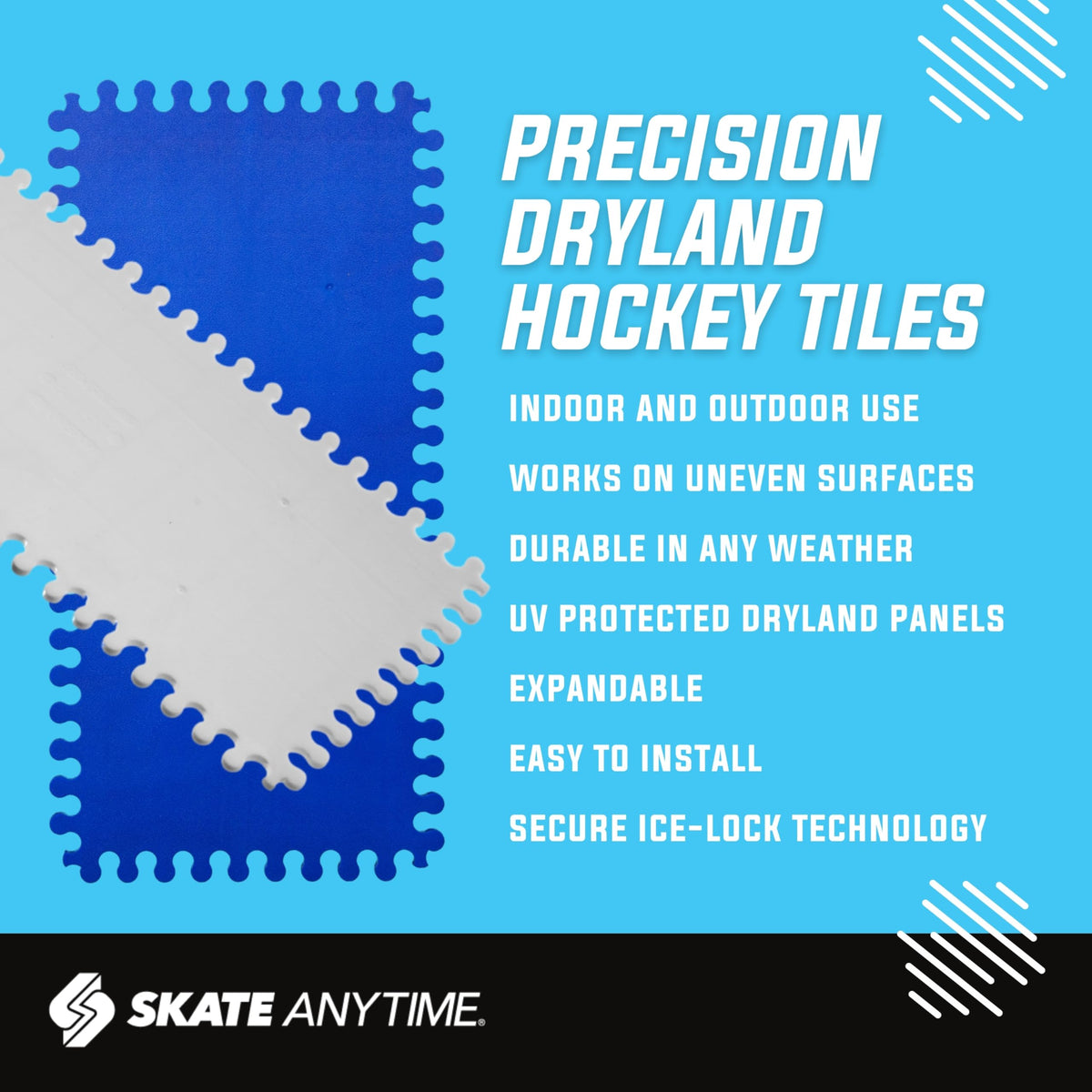 Skate Anytime Precision Dryland Hockey Tiles â Expandable Off-Ice Hockey Training Zones for Stickhandling, Passing & Shooting