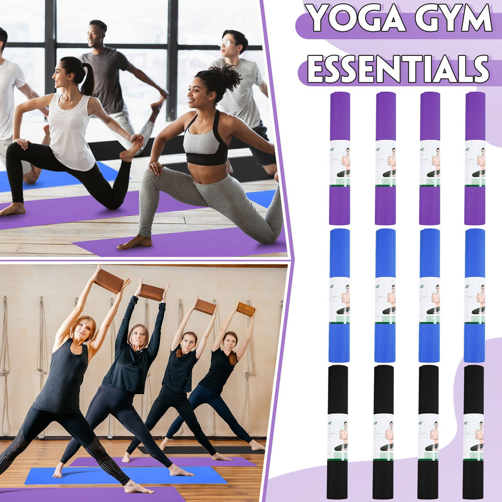Amylove 12 Pieces Yoga Mats Bulk 68x24x0.12 Inch Exercise Non Slip Fitness Workout Mats for Women Men Home Workout Gym Yoga