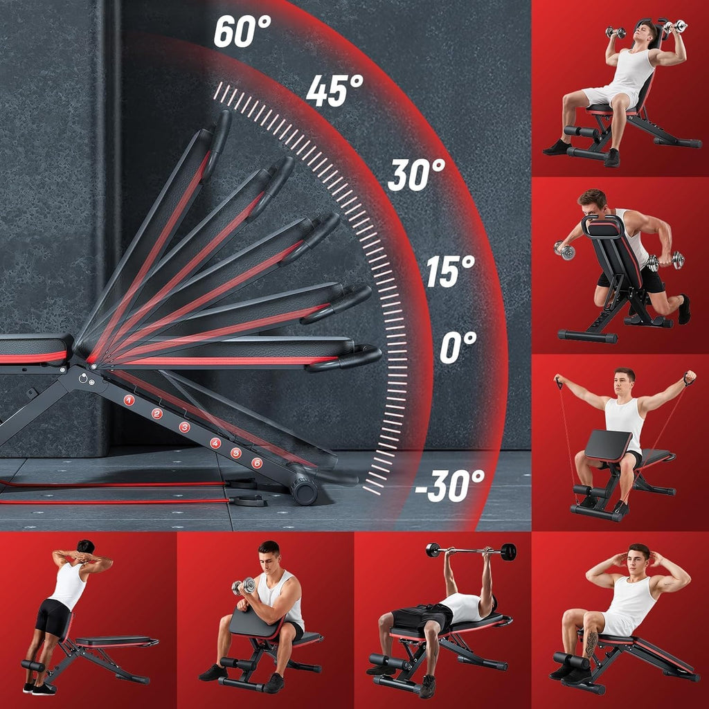 ALSO GO Adjustable Weight Bench for Home Gym, Foldable Workout Bench