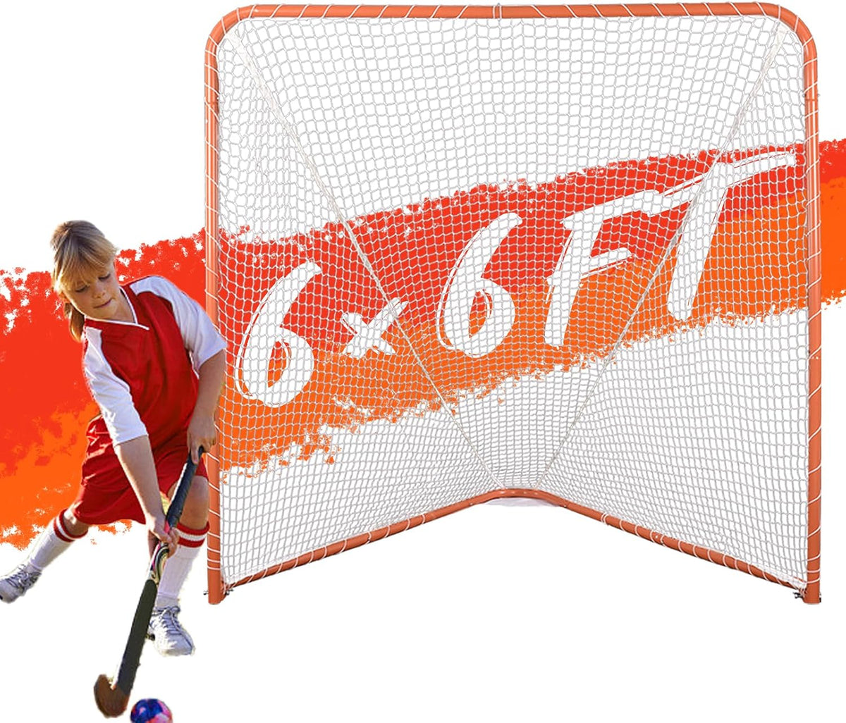 Lacrosse Goal Net - Portable 6x6FT Steel Frame for Practice