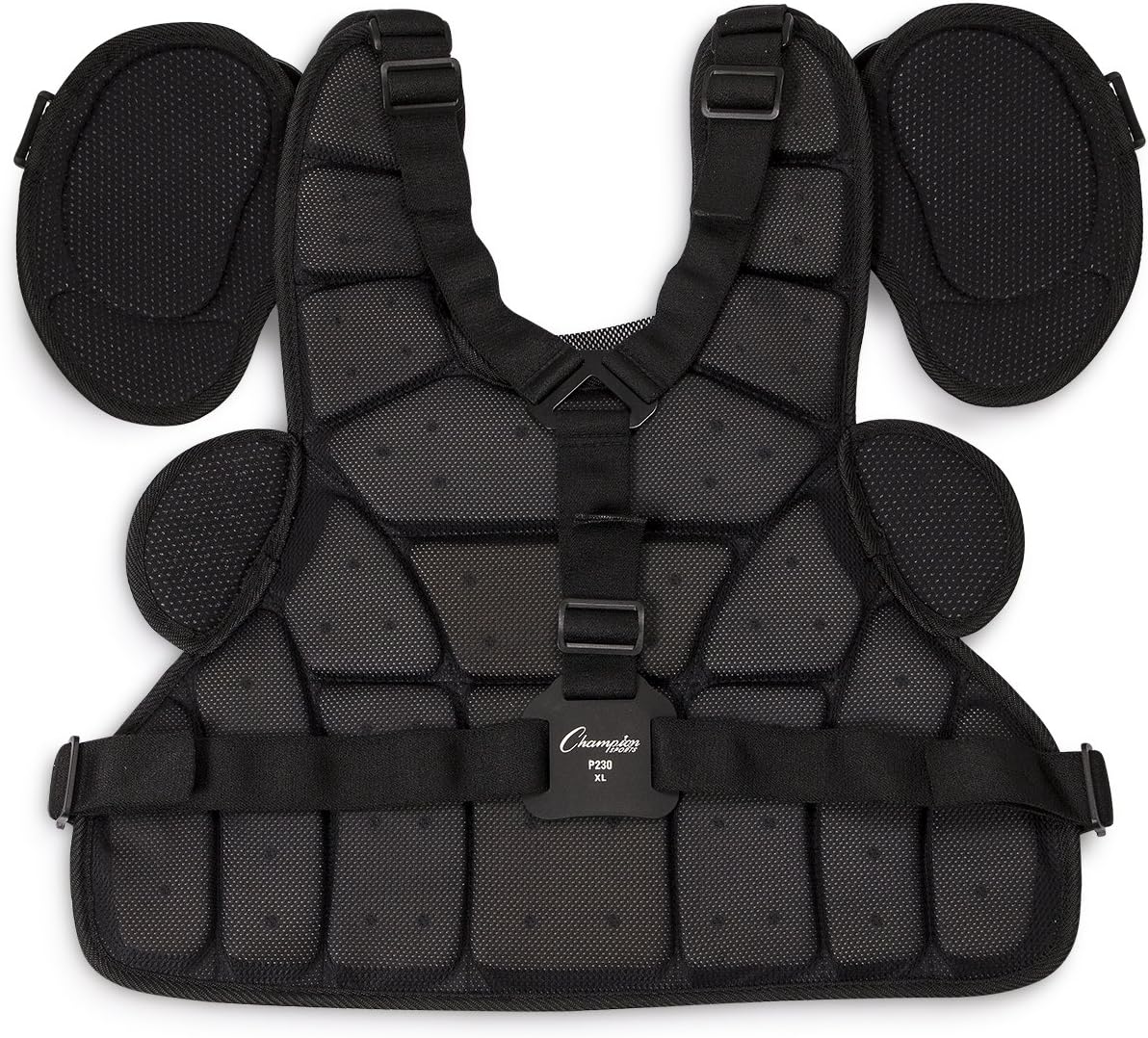 Champion Sports Umpire Chest Protector: 3 Millimeter Molded Plate Armor Style Softball & Baseball Chest Protector - 16" - Black