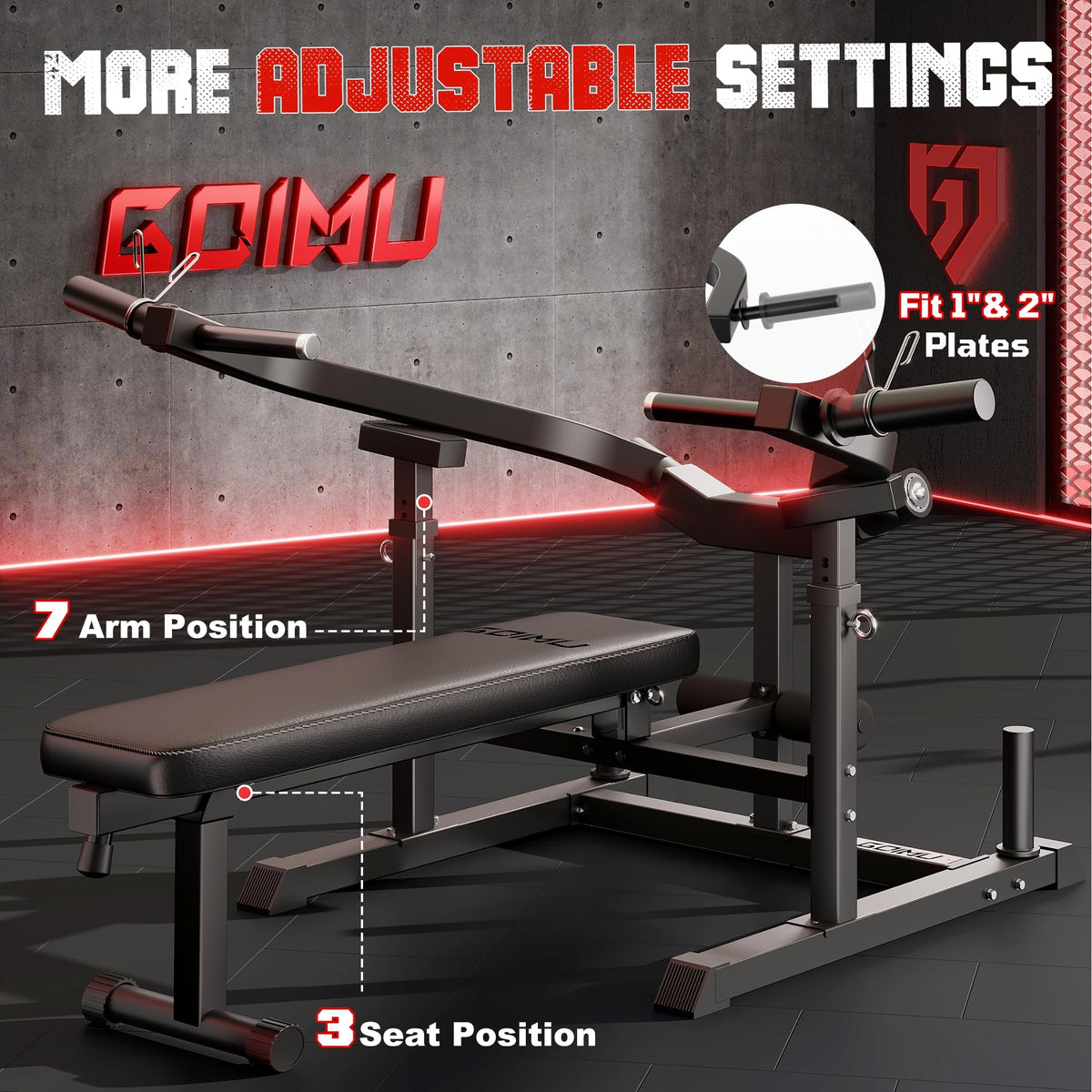Chest Press Machine, GOIMU Z1-PRO Weight Bench Press Machine with Independent Arms, Adjustable Flat Incline Bench Press for Chest, AB Workout Home Gym Equipment
