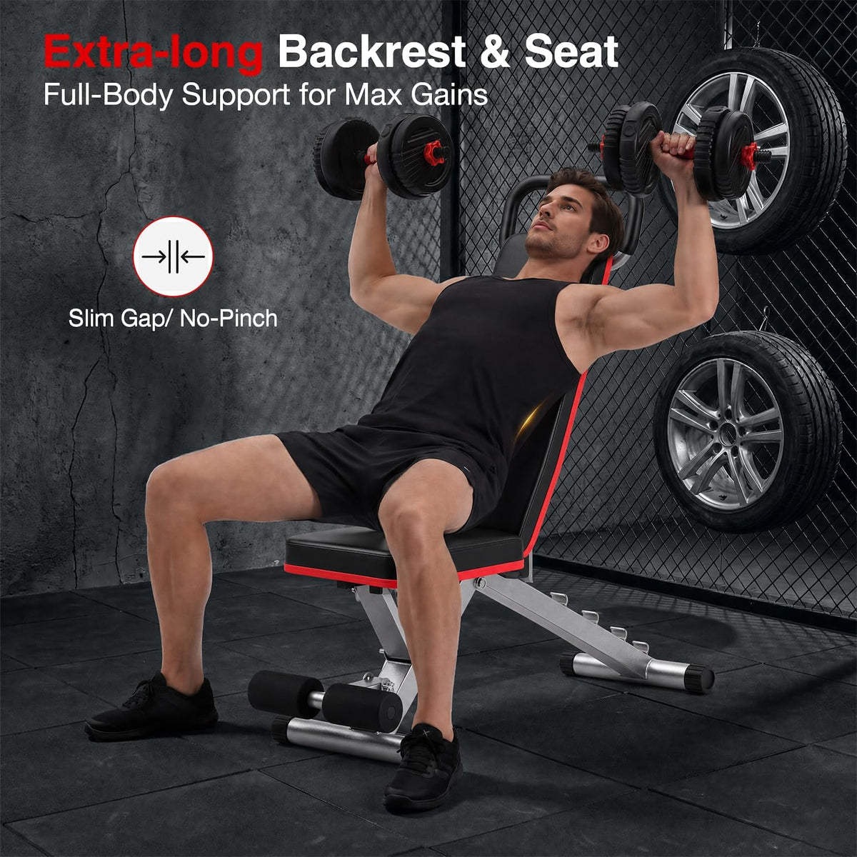 Adjustable Exercise Chair for Home Gym â Foldable Back Extension Bench for Core, Hip & Lower Back Workout â Multi-Functional Hyperextension Bench for Full-Body Exerciseï¼with Illustrated Training Action Guideï¼