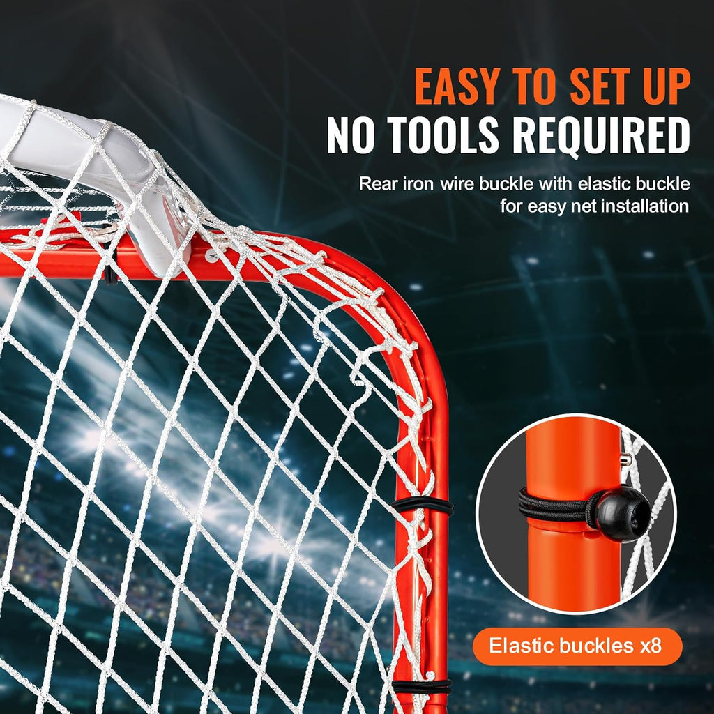 Happybuy Street Hockey Net, Indoor/Outdoor Steel Goal, 72" x 48" Portable Training Set, Easy Assembly, Official Regulation Size, White/Red