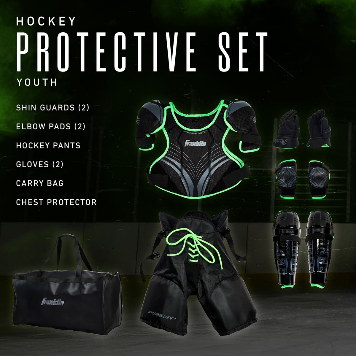 Franklin Sports Pursuit Ice Hockey Youth Complete Protective Gear Set