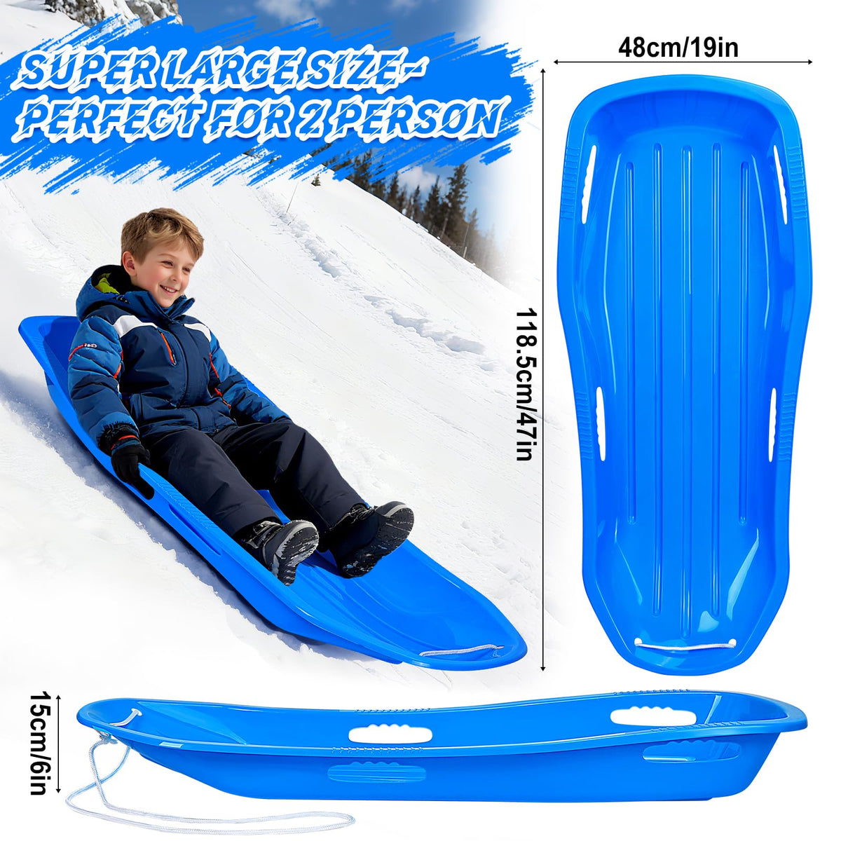 Large Sturdy Snow Sleds for Both Kids and Adults,48â