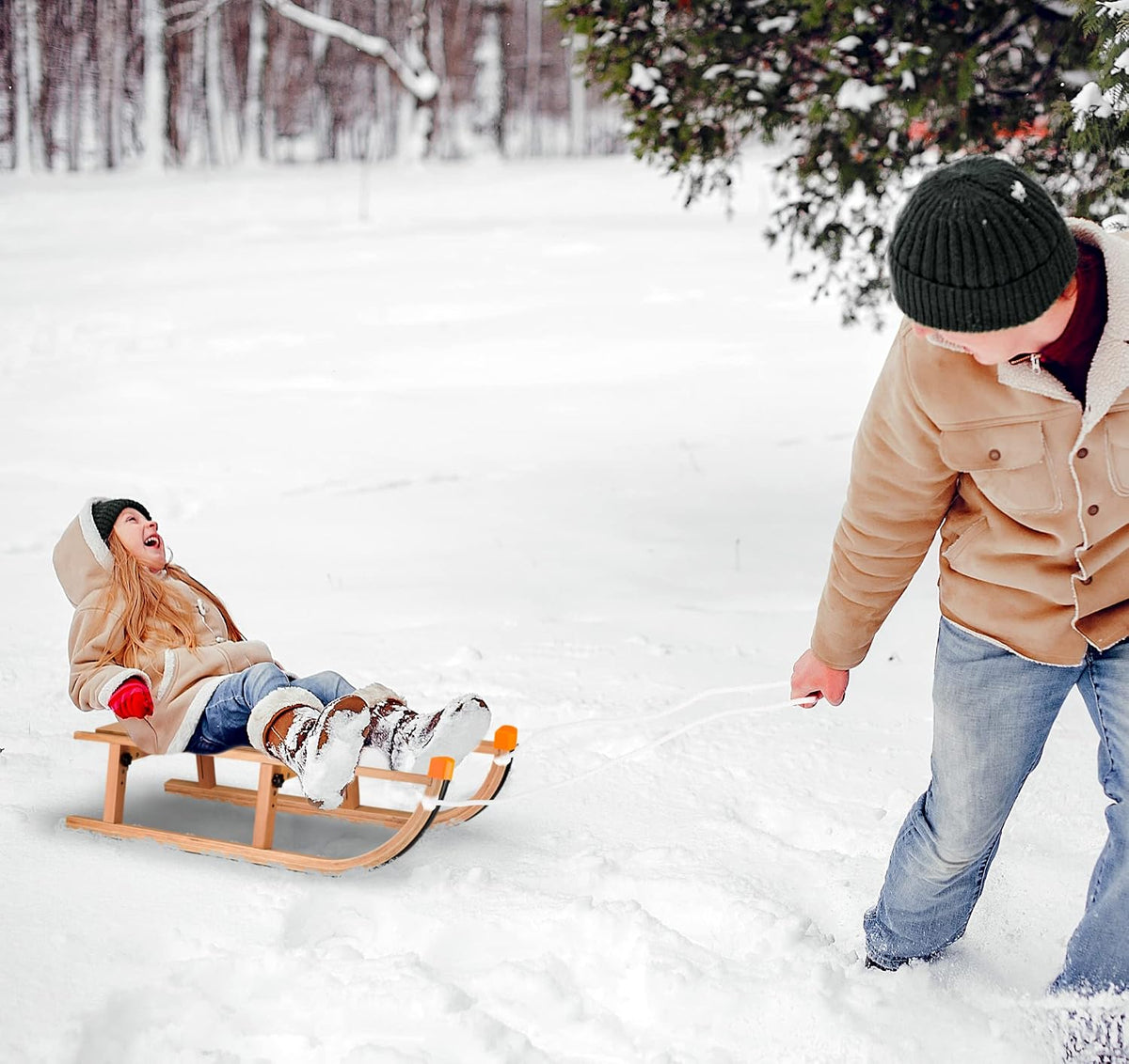 Slippery Racer Kids Wooden Foldable Snow Sled