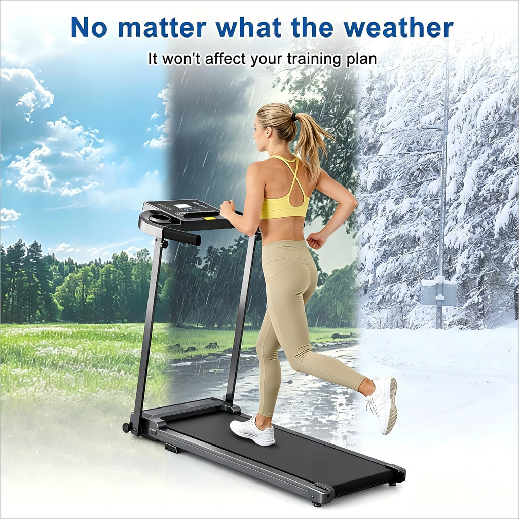 Treadmills for Home Walking Pad Machine- Foldable Treadmill with Handle Bar for Running Jogging Gym Compact Portable Small Caminadora Electrica Folding Quiet Tred Mills Motor & LED Dispay Pcrignbm