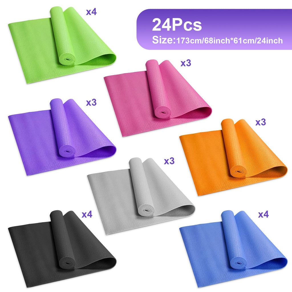 Funtery 3 mm Thin Yoga Mats Bulk, 68 x 24 in