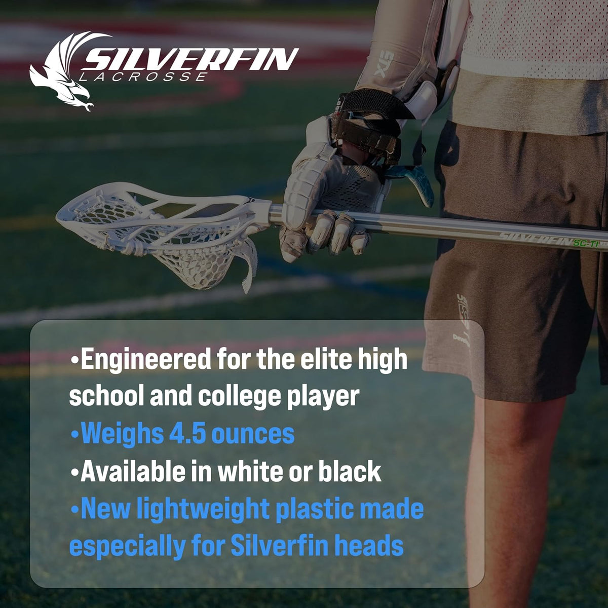 Silverfin Mens Complete Lacrosse Stick with Mesh Pocket | Youth Lacrosse Stick: Smooth, Lightweight & Durable with Sturdy Construction | Kids Lacrosse Sticks