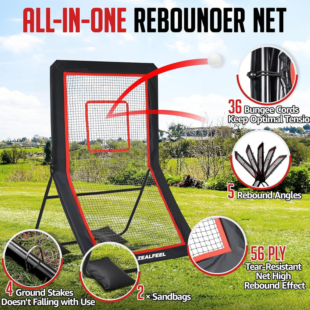 ZEALFEEL Lacrosse Rebounder with 5 Adjustable Angles, 4x6FT/4x7FT