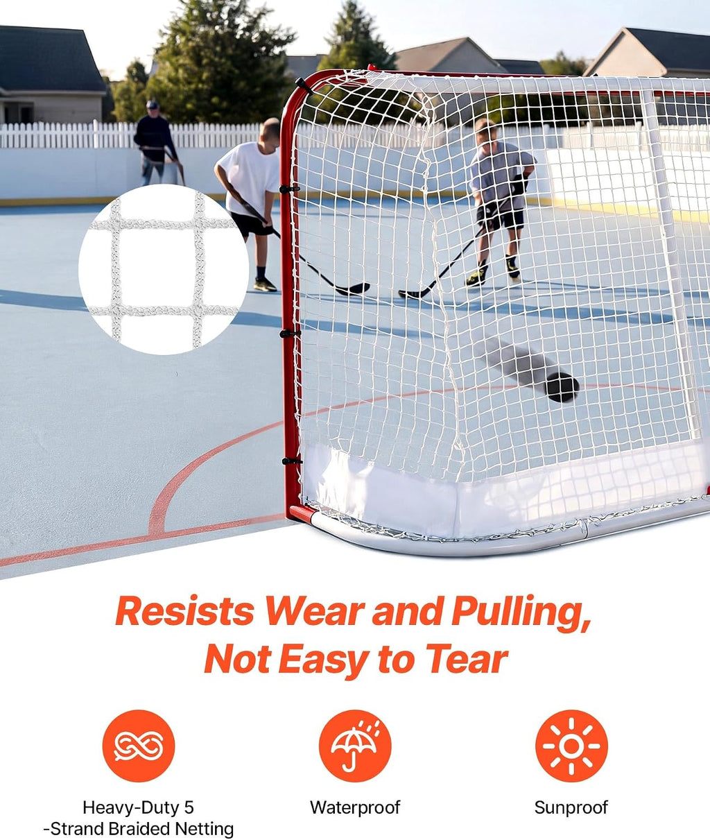 VEVOR Street Hockey Goal, Heavy-Duty Steel Street + Roller Hockey Nets, Durable Hockey Net for Indoor Outdoor Use, Lightweight Portable Training, Easy Assembly for Backyard Park Garage