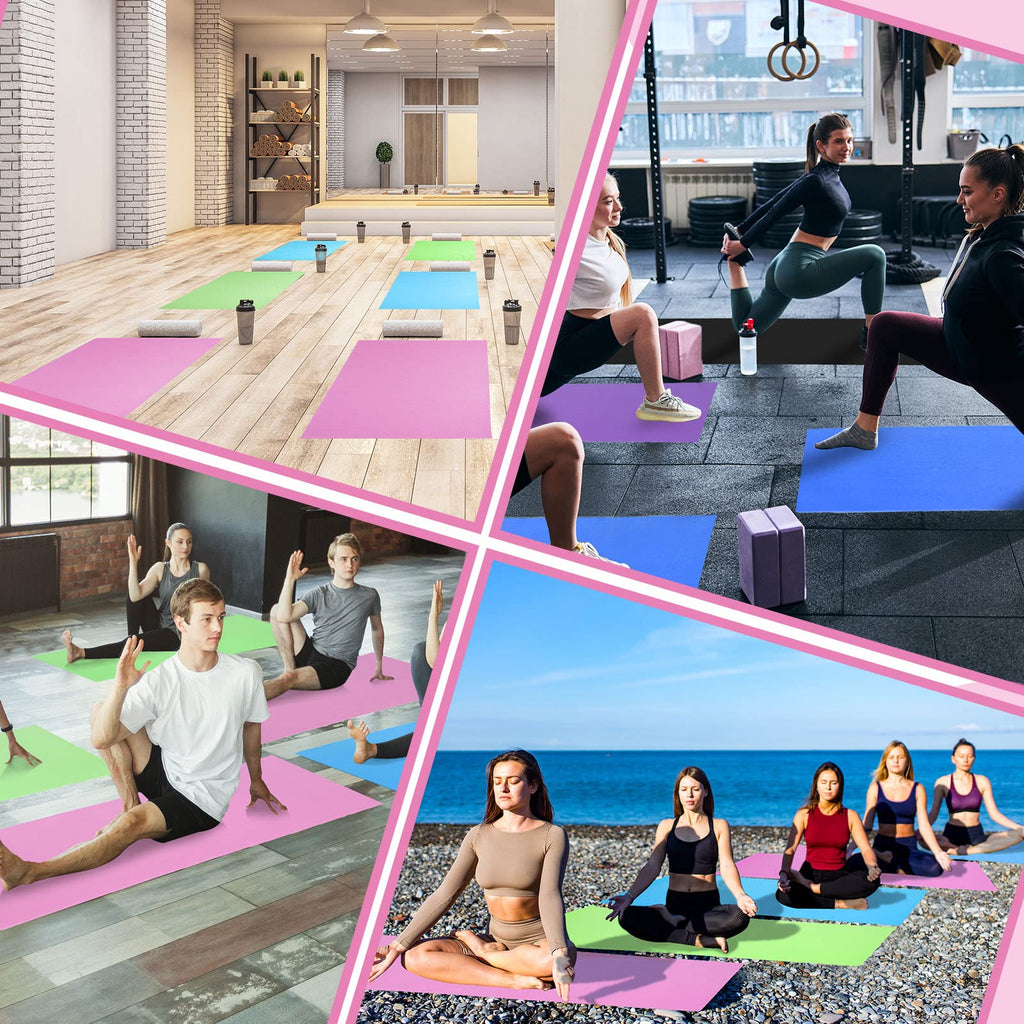 Amylove 12 Pieces Yoga Mats Bulk 68x24x0.12 Inch Exercise Non Slip Fitness Workout Mats for Women Men Home Workout Gym Yoga