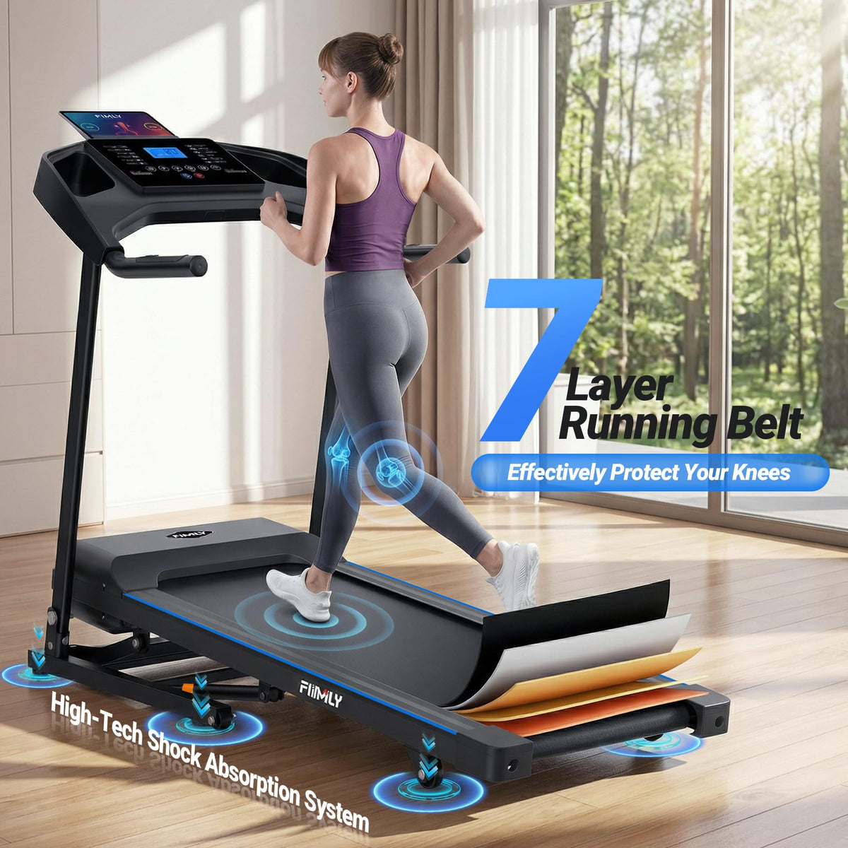 Treadmill with Auto Incline 0-20%, 4.5HP Heavy Duty Treadmill for Home, 400 lb Weight Capacity Folding Running Machine, Smart Data Monitoring/Shock Absorption/Large LED Display