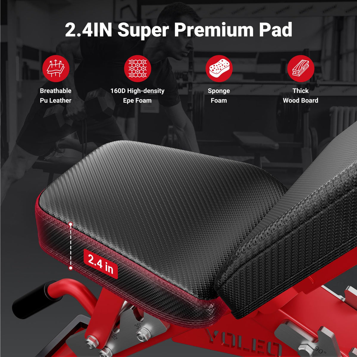 YOLEO Adjustable Weight Bench with Bench Press Stand, Foldable Workout Bench with Extended Head/Elbow Pad(for Users up to 7')