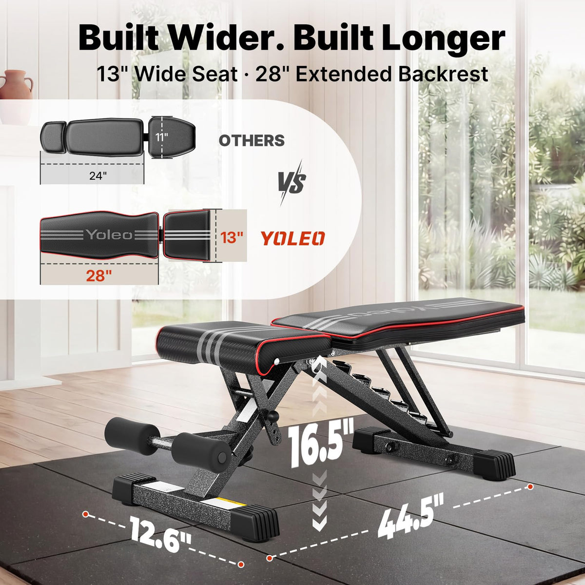 YOLEO Adjustable Weight Bench, ASTM-Certified 827LBS
