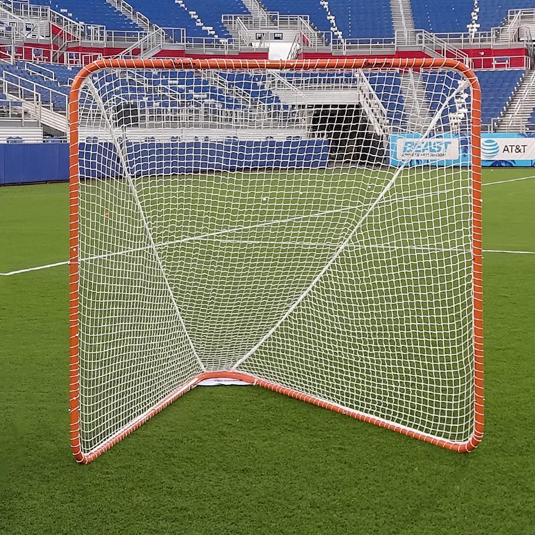 Gladiator Lacrosse Official Lacrosse Goal with a 6mm Net, Orange, 100% Steel Frame, 6 x 6-Foot, Standard, 72â³ x 72â³