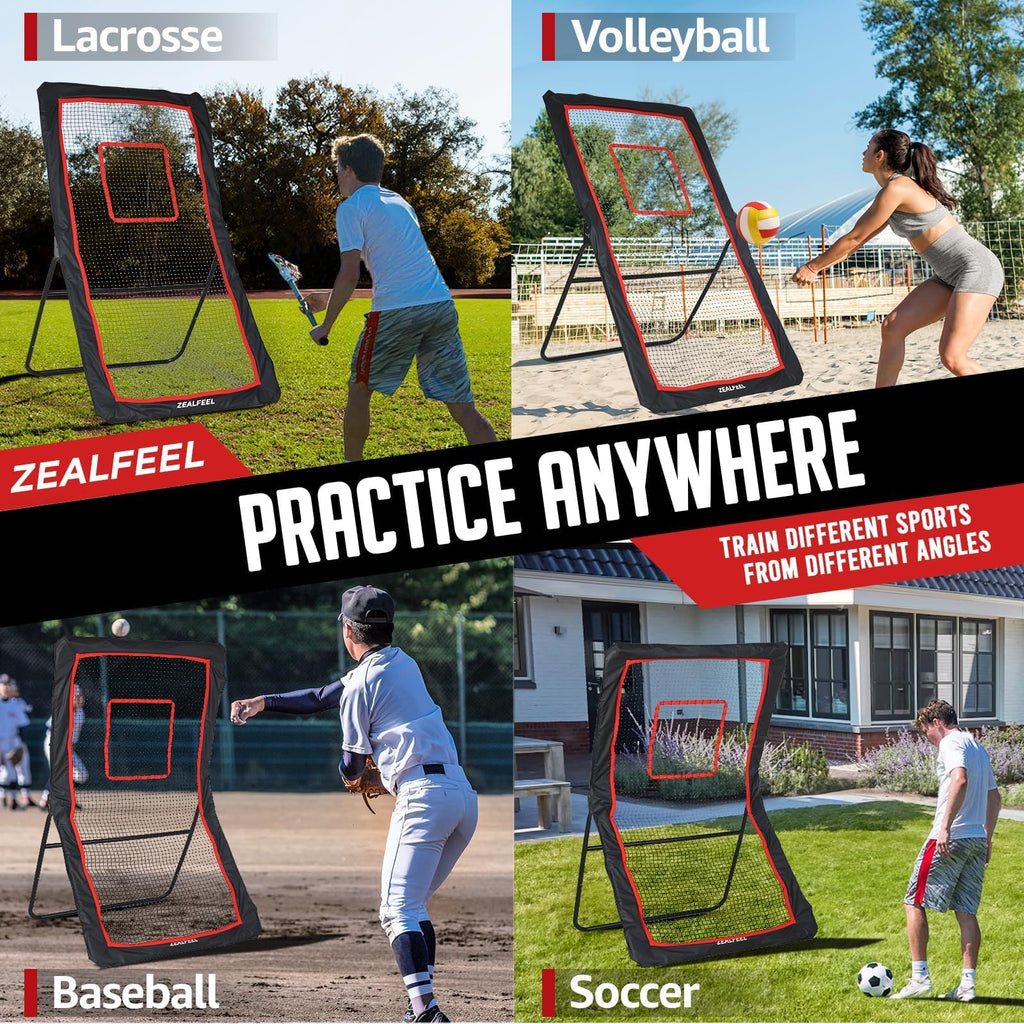 ZEALFEEL Lacrosse Rebounder with 5 Adjustable Angles, 4x6FT/4x7FT