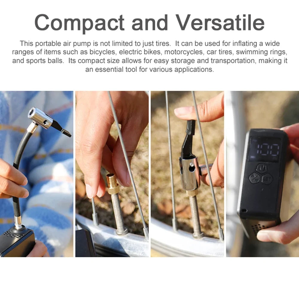 Walmeck 150PSI Cordless Air Pump Tire Inflator for Bicycles and Electric Bicycles, Support Tire Pressure Detecting