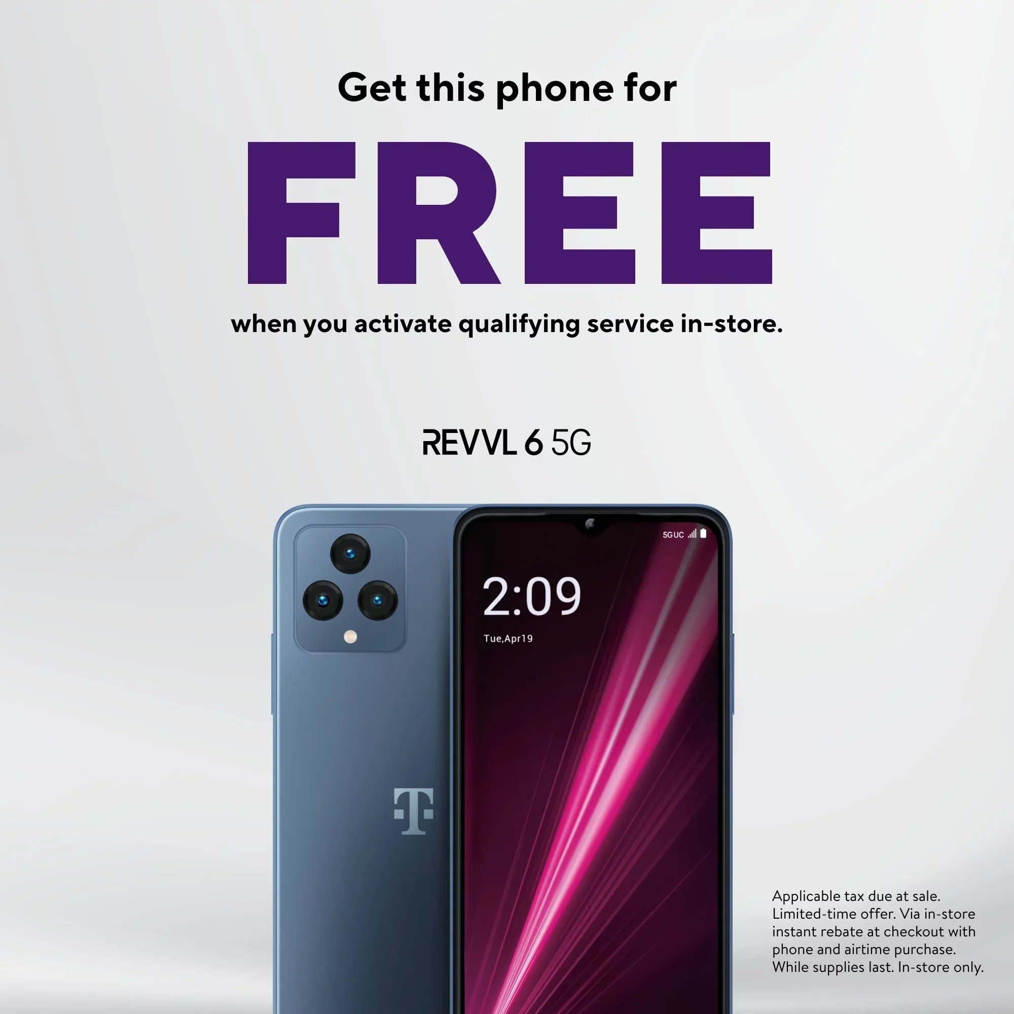Metro by T-Mobile REVVL 6 5G, 64GB, Blue - Prepaid Smartphone