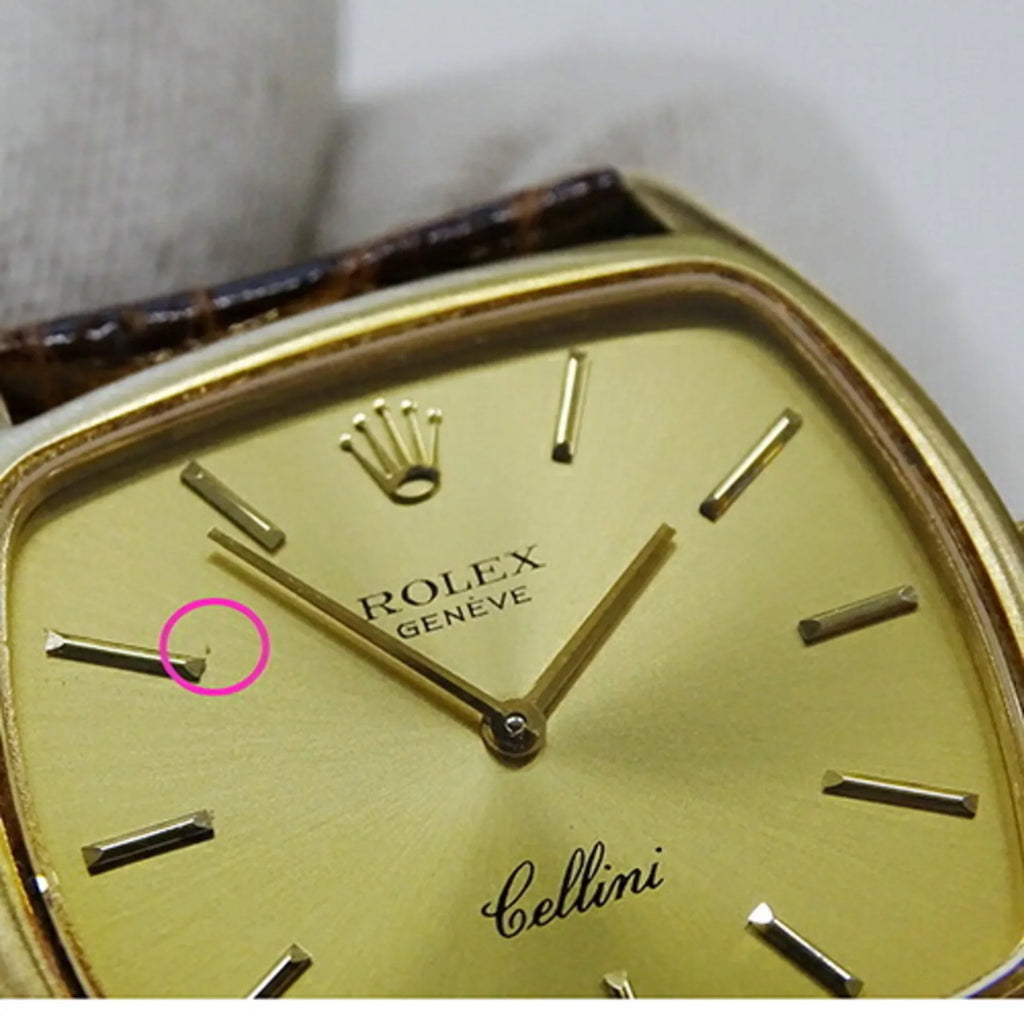 Authenticated Used ROLEX Cellini 3805 Cal.1600 watch People hand winding 750YG leather gold brown polished
