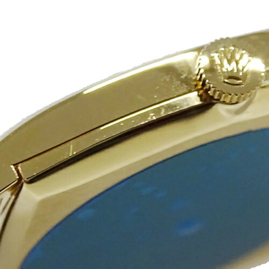Authenticated Used ROLEX Cellini 3805 Cal.1600 watch People hand winding 750YG leather gold brown polished