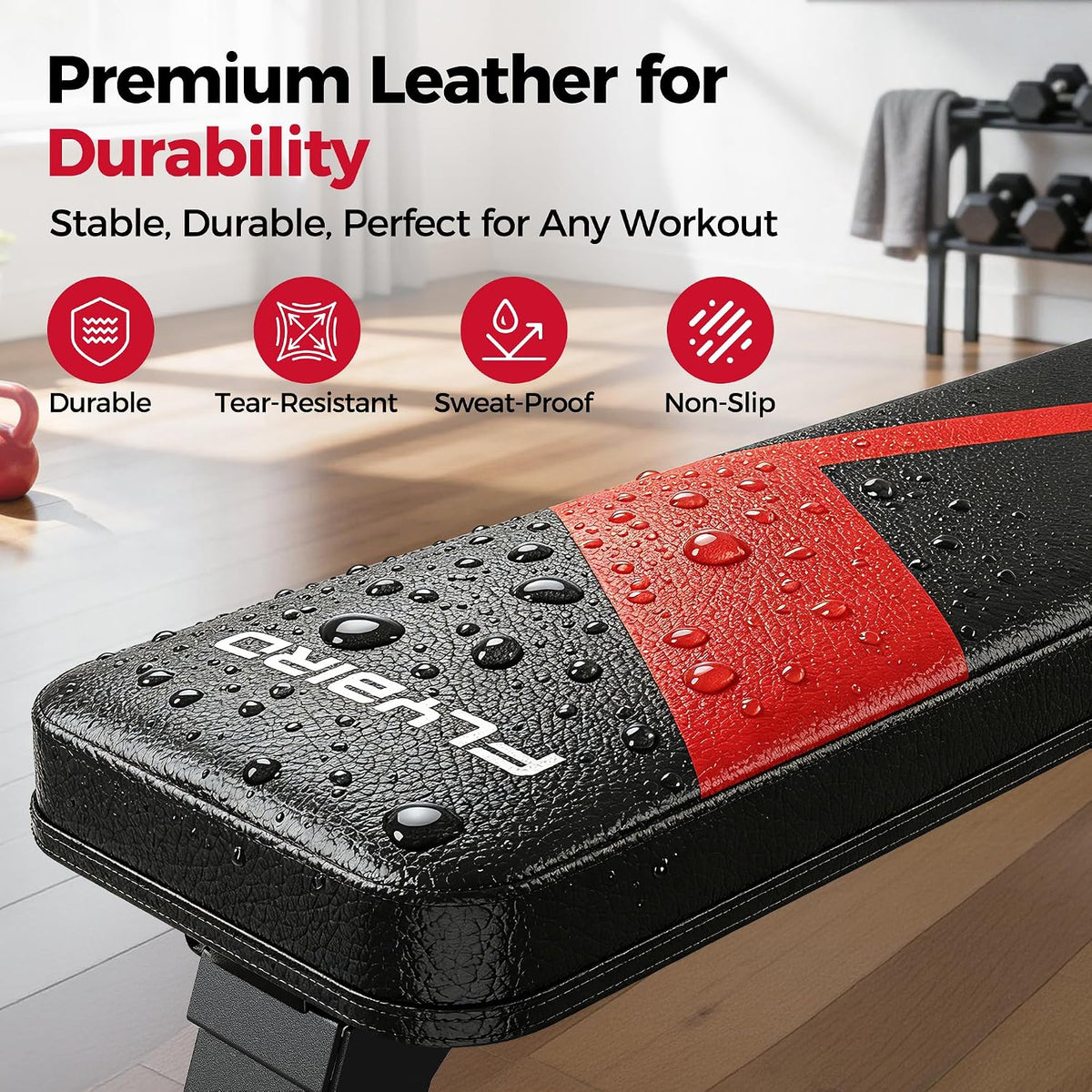 FLYBIRD Foldable Flat Weight Bench for Home Gym, 600 lbs Capacity with Dual Locking for Strength Training, Easy Setup & Storage for Small Apartments, Lifting, Hip Thrust, Dumbbell Workout