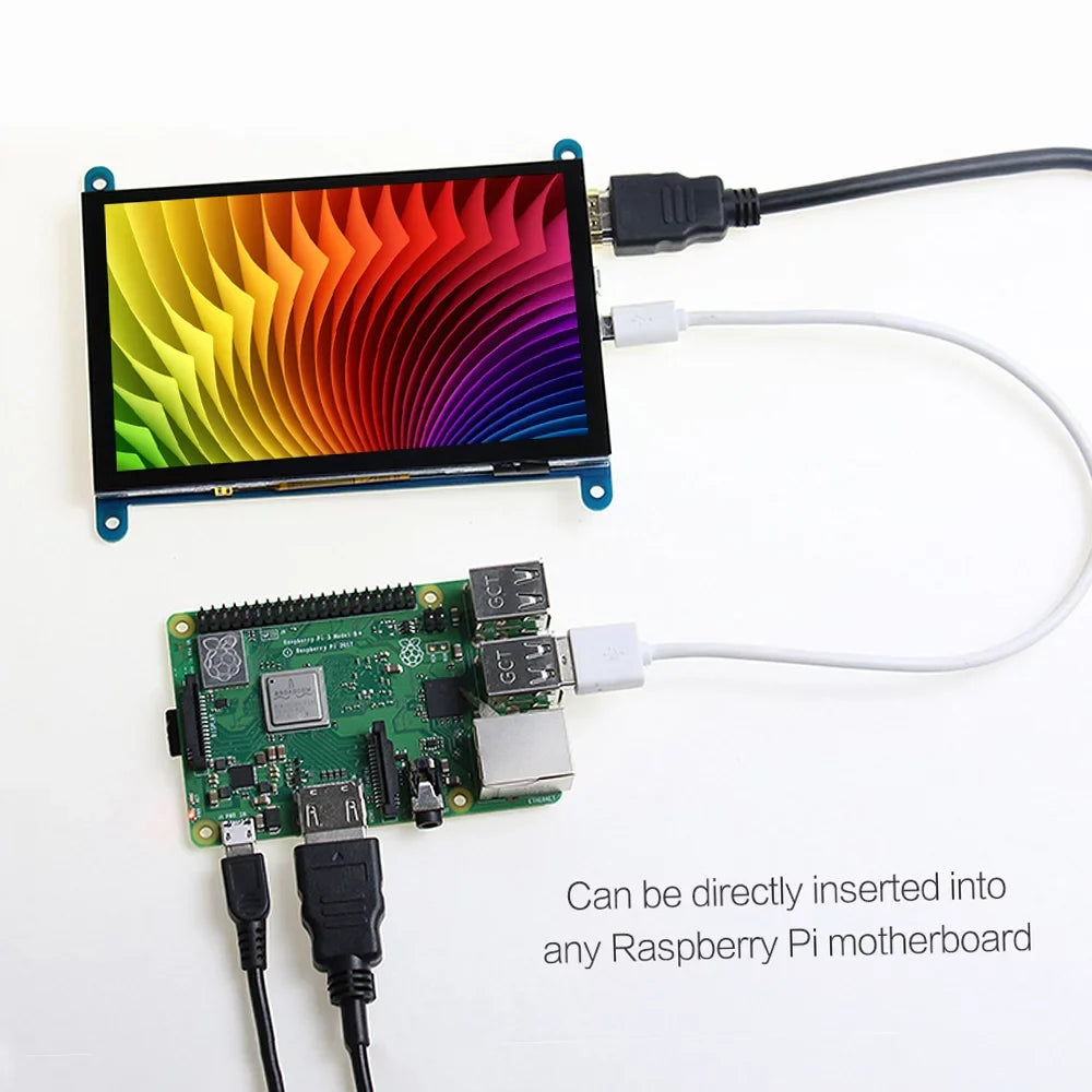 CACAGOO 5 Inch HD Capacitive Touchscreen Display 800*480 Resolution Small Portable Monitor with USB HD Interface Compatible with Raspberry Pi Educational Tool