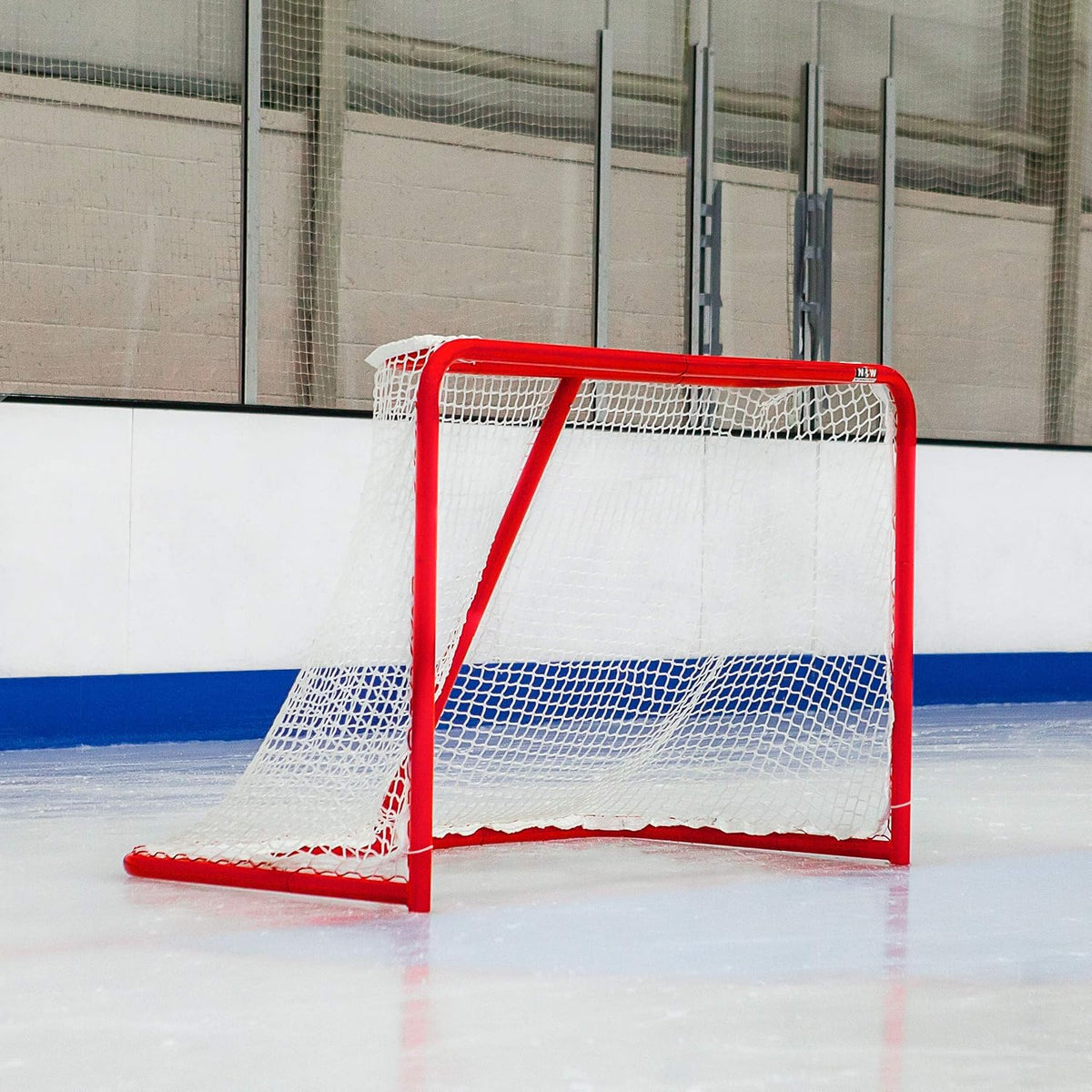 FORZA Professional Ice Hockey Goal | 6ft x 4ft Regulation Steel Hockey Net with 5mm Heavy Duty Netting | Powder Coated Red Training Goal for Street Hockey, Roller Hockey & Ice Hockey Practice