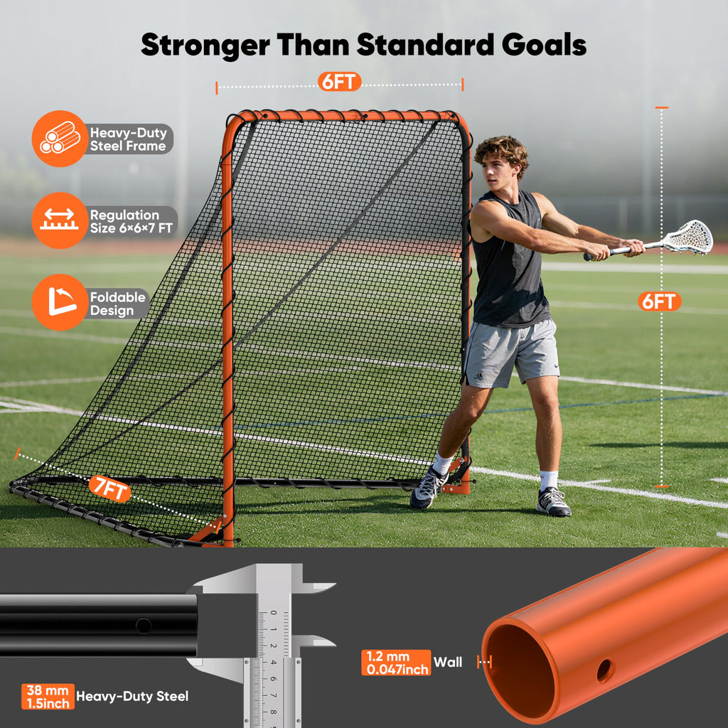 Folding Lacrosse Goal Net (6'x 6'x7'), 4mm UV Treated Black/White