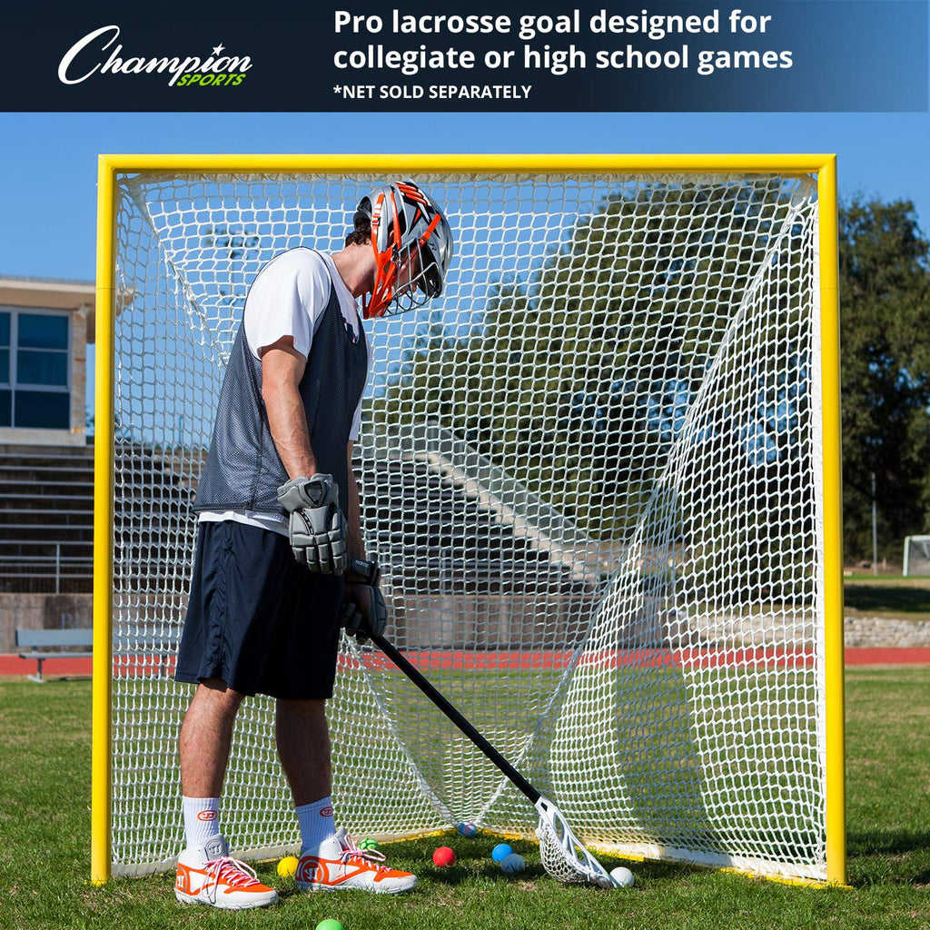 Champion Sports Pro & Collegiate Lacrosse Goal 6x6 ft Steel Frame for Menâs & Womenâs Lacrosse, Training & Game Play