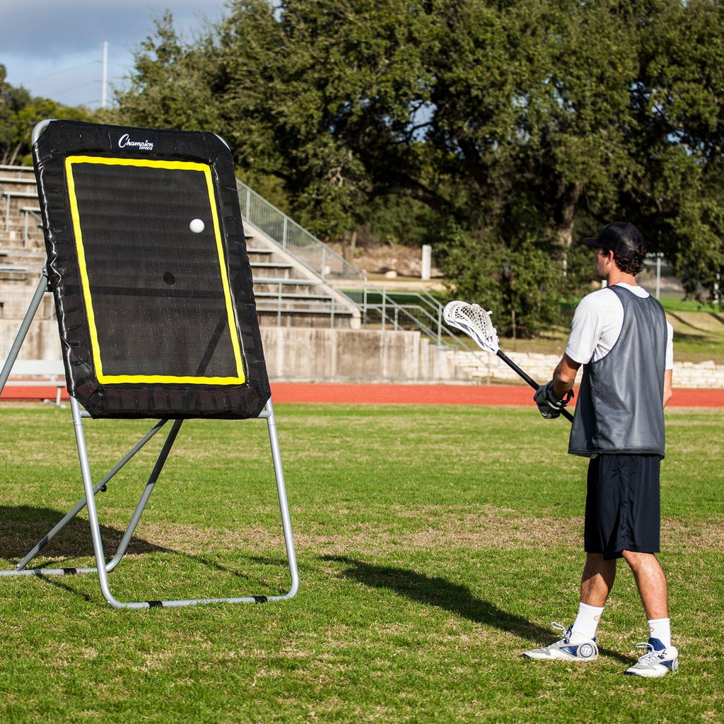 Champion Sports Deluxe Lacrosse Target: Ball Return Bounce Back Net Set for Professional, College and Grade School Training & Drills
