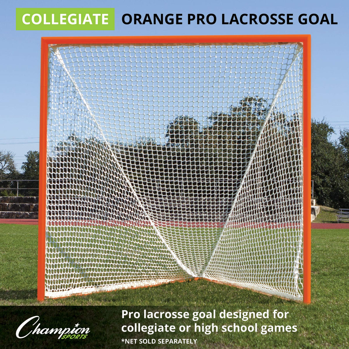 Champion Sports Pro & Collegiate Lacrosse Goal 6x6 ft Steel Frame for Menâs & Womenâs Lacrosse, Training & Game Play