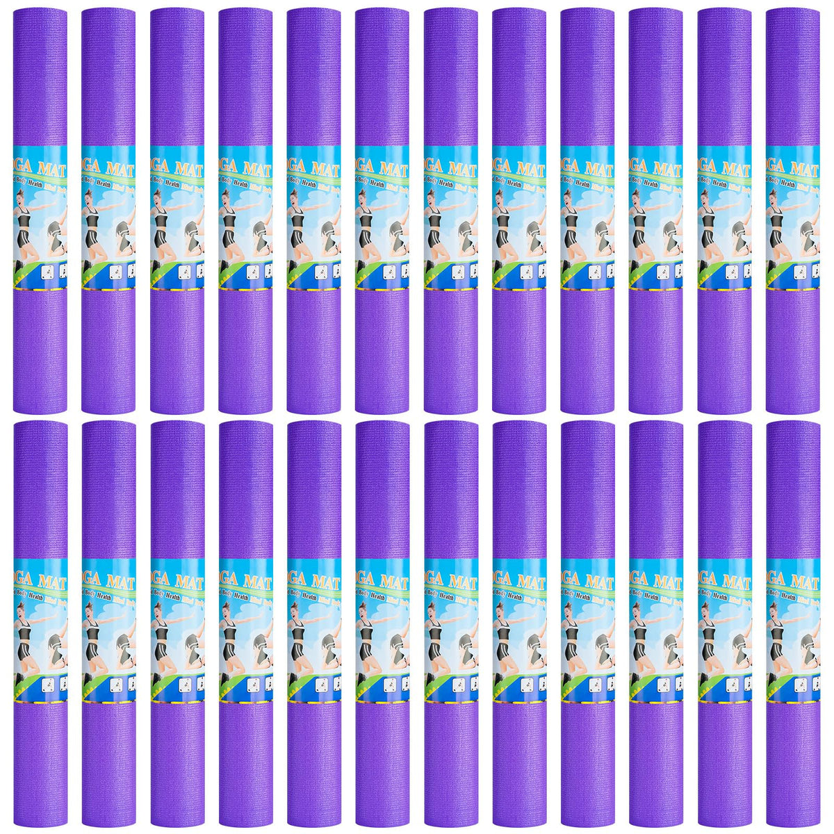 Funtery 3 mm Thin Yoga Mats Bulk, 68 x 24 in