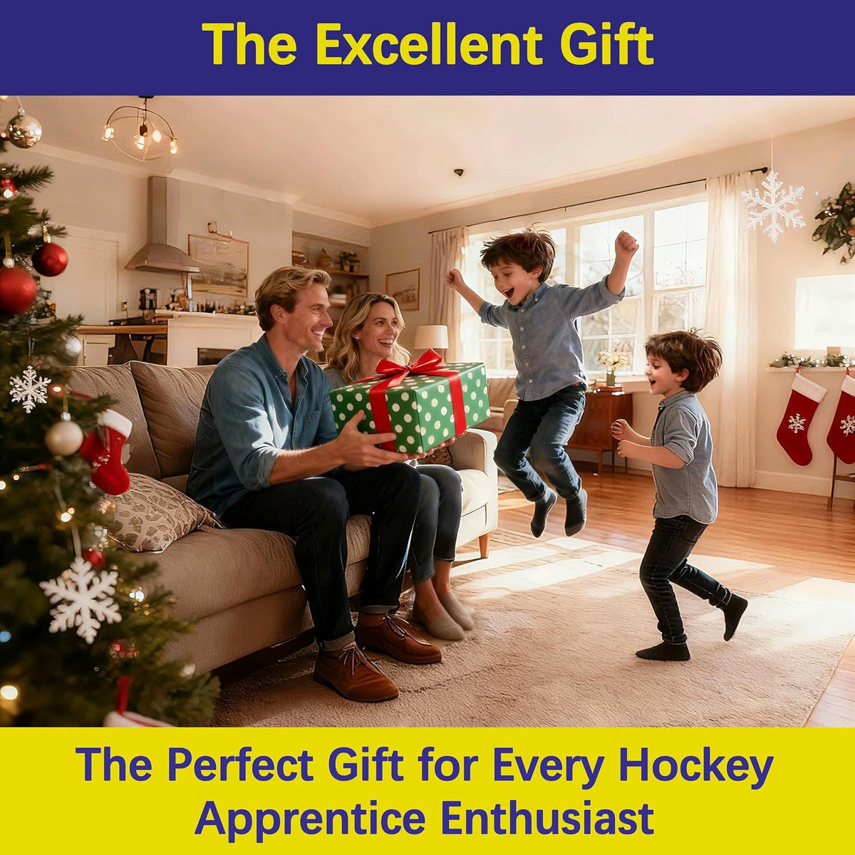 Indoor Mini Knee Hockey Set - Full Rink 9x8ft Goal Set, Easy Assembly and Disassembly, Ideal Hockey Gift for Home and Playroom