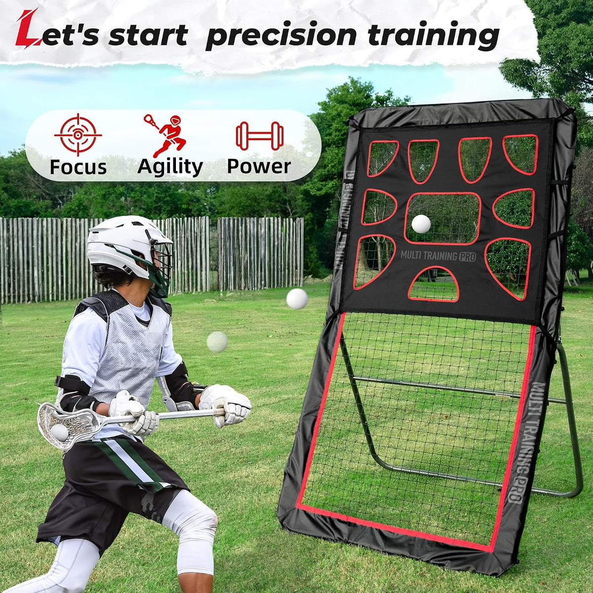 Heavy-Duty Lacrosse Rebounder for Backyard 4x7ft / 4x6ft Volleyball Rebounder Net Bounce Back with Adjustable Angles for Lacrosse Volleyball Baseball Soccer Includes Removable Target Net