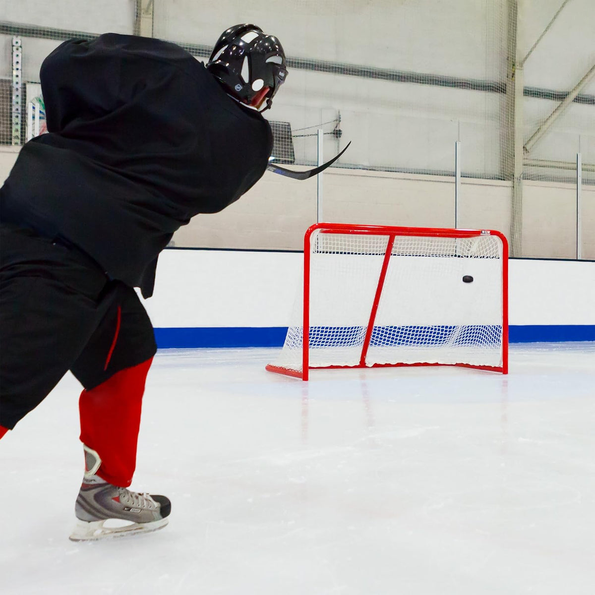 FORZA Professional Ice Hockey Goal | 6ft x 4ft Regulation Steel Hockey Net with 5mm Heavy Duty Netting | Powder Coated Red Training Goal for Street Hockey, Roller Hockey & Ice Hockey Practice