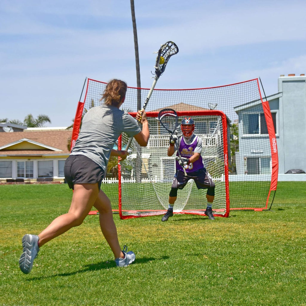 GoSports Regulation 6 ft x 6 ft Lacrosse Net - Steel Frame or Bow Style Frame - The Only Truly Portable Lacrosse Goal, Backyard Setup in Minutes
