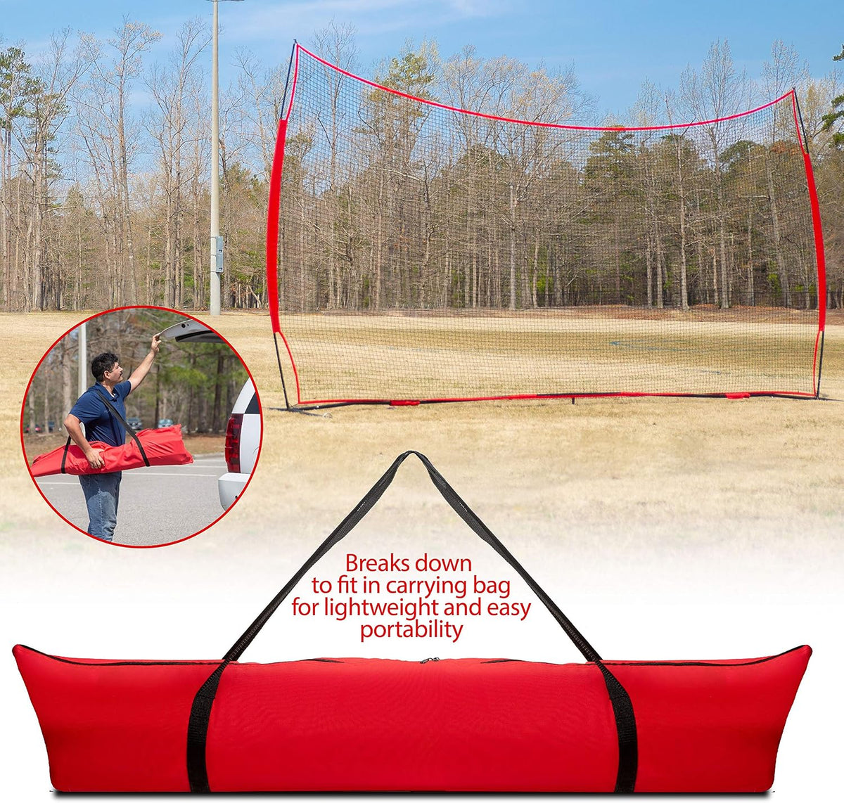 20x10 Lacrosse Backstop â Heavy Duty Lacrosse Backstop Netting, 200 Sq Ft Ball Stop Net for Backyard | Baseball, Soccer, Softball, Basketball, Hockey & Multi-Sport Training | Easy Setup, Portable