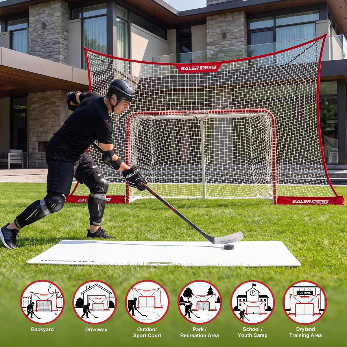 EALER Heavy Duty Hockey Training System â Goals, Backstops & Shooting Practice Nets for Ice & Street Hockey