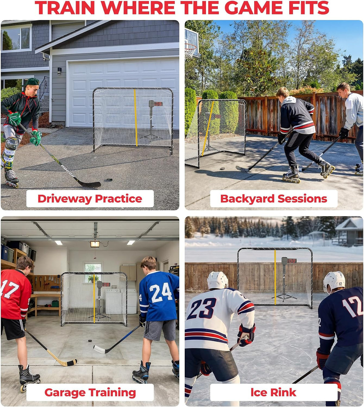 54-Inch Heavy-Duty Street Hockey Goal and Speed Radar Set