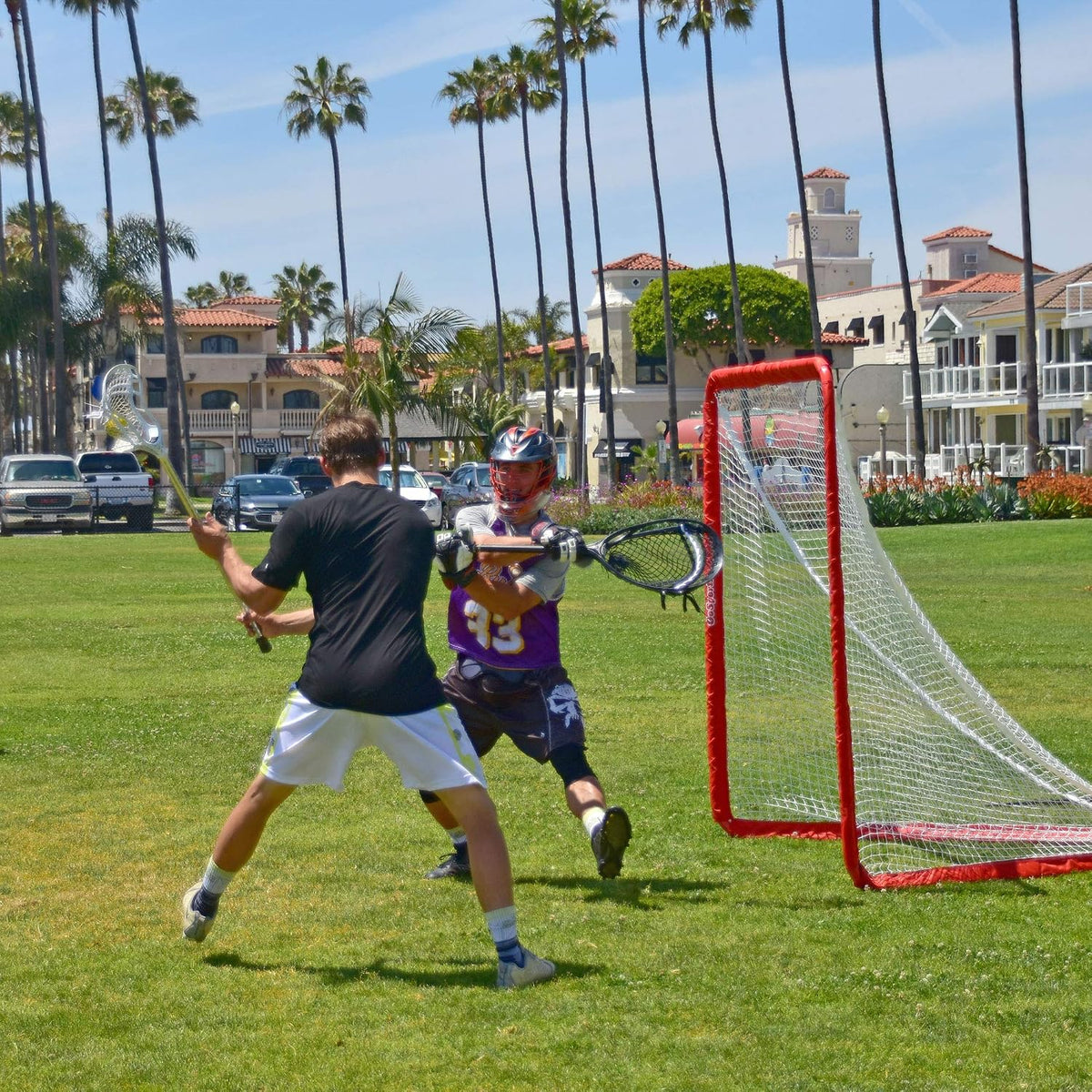 GoSports Regulation 6 ft x 6 ft Lacrosse Net - Steel Frame or Bow Style Frame - The Only Truly Portable Lacrosse Goal, Backyard Setup in Minutes