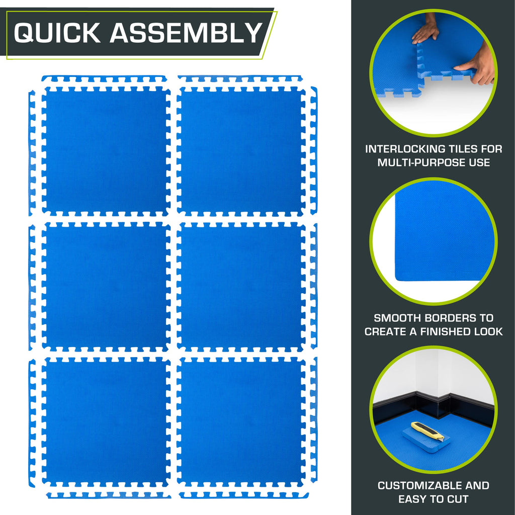 ProsourceFit Weaved Pattern Extra Thick Exercise Puzzle Mat 1-inch, EVA Foam Interlocking Tiles for Protective, Cushioned Flooring for Home and Gym Equipment; Gray, 72 SQ FT, 18 Tiles