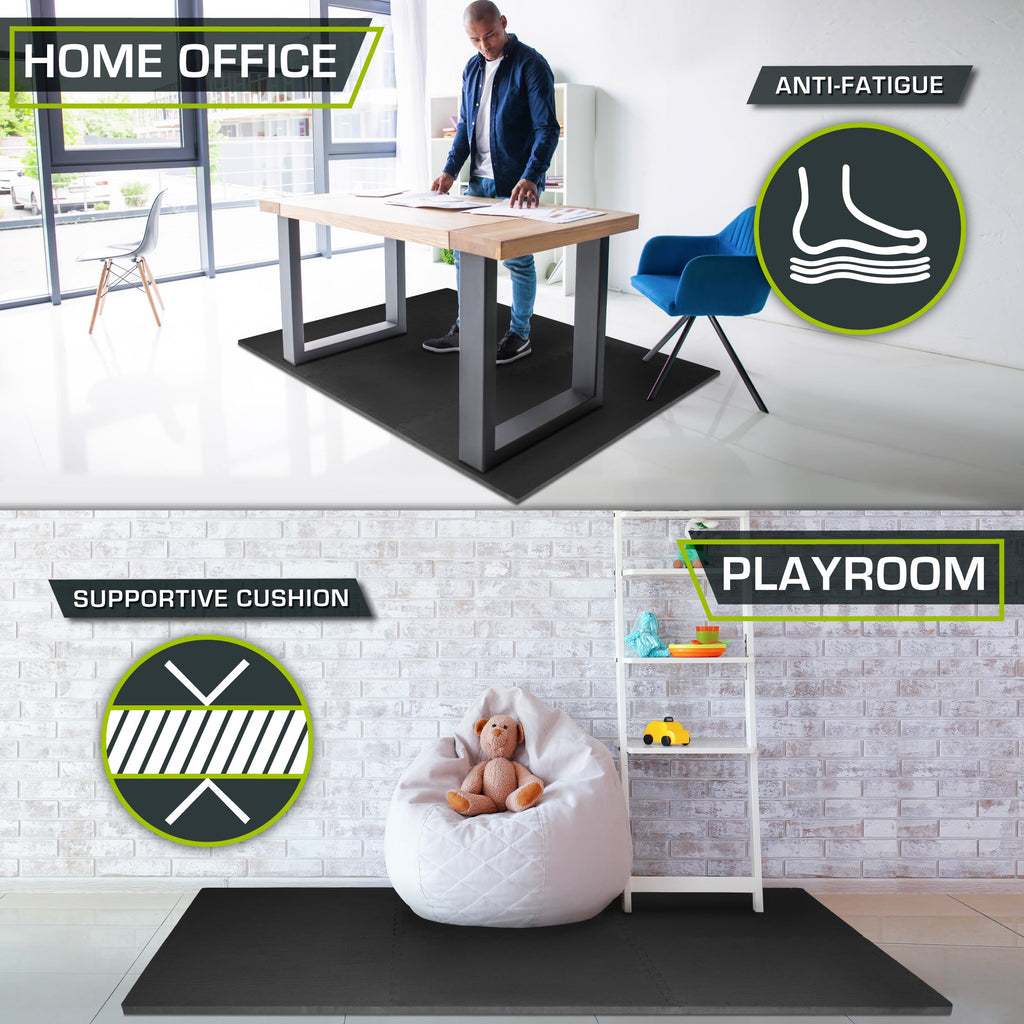 ProsourceFit Weaved Pattern Extra Thick Exercise Puzzle Mat 1-inch, EVA Foam Interlocking Tiles for Protective, Cushioned Flooring for Home and Gym Equipment; Gray, 72 SQ FT, 18 Tiles
