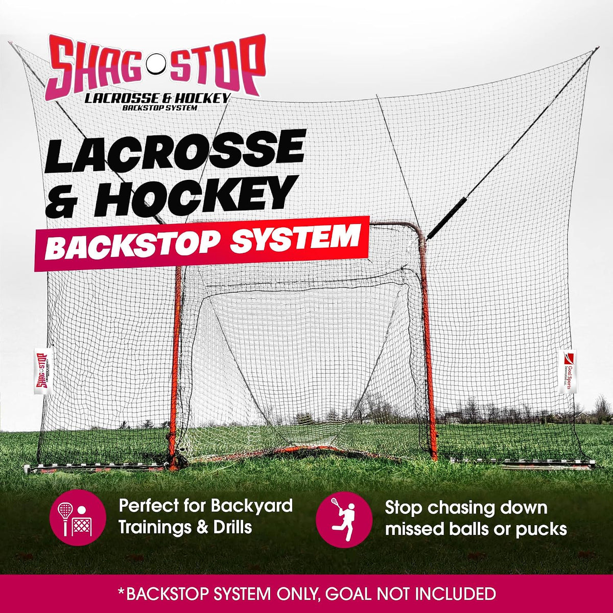 Shag Stop Lacrosse Backstop Net for Backyard, Strong Lacrosse Goal Backstop