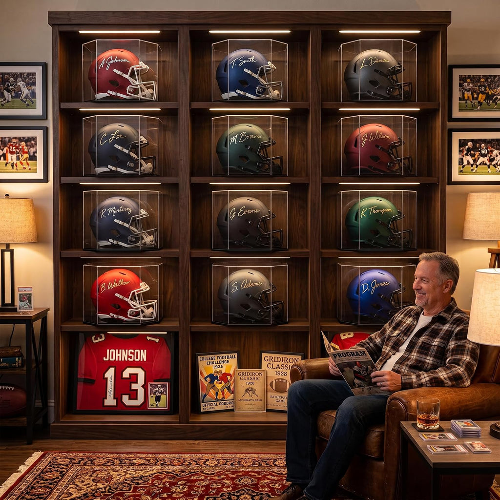 OnDisplay Deluxe Football Helmet Display Case UV Protection Octagonal