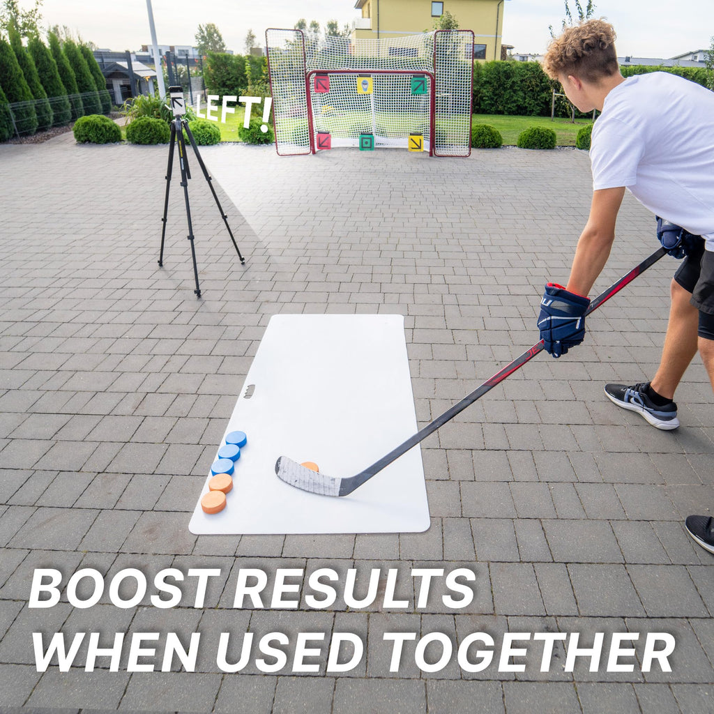 Hockey Revolution Shoot Pad - Hockey Sports Training Aid for Shooting, Passing and Stick handling - Hockey Skills Training Practice Surface 30"x 60" - Reel Ice Feeling Roll Board