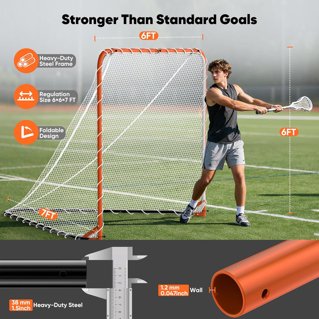 Folding Lacrosse Goal Net (6'x 6'x7'), 4mm UV Treated Black/White